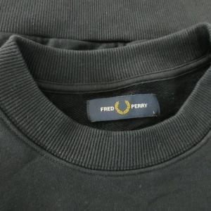 FRED PERRY M7535 クルーネック スウェットシャツ トレーナー 長袖 袖口リブ ライン ロゴ 刺繍 裏毛 L 紺