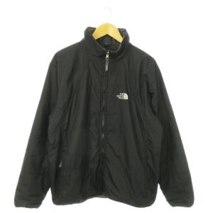 中綿ジャケット スタンドカラー ジップアップ ロゴ アウトドア L 黒 ブラック /AO16 GY01