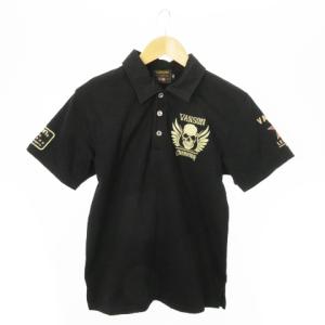 vanson Leathers ポロシャツ 半袖 刺繍 スカル イーグル ロゴ M 黒 ブラック /AO18 GY01
