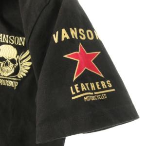 vanson Leathers ポロシャツ 半袖 刺繍 スカル イーグル ロゴ M 黒 ブラック /AO18 GY01