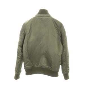 ALPHA INDUSTRIES フライトジャケット ブルゾン 中綿 スタンドカラー ジップアップ ワッペン ロゴ ミリタリー M 緑 カーキ
