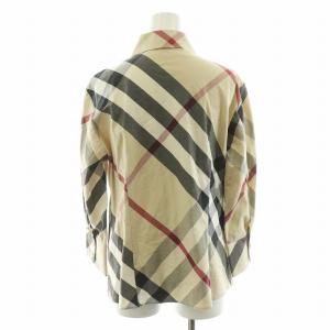BURBERRY LONDON シャツ ブラウス 七分袖 ノバチェック ロゴ刺繍 15 XL ベージュ GY40 /MW