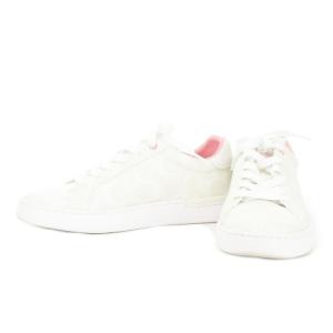 COACH スニーカー ローカット レースアップ レザー メッシュシグネチャー 23.0cm 白 ホワイト C3123