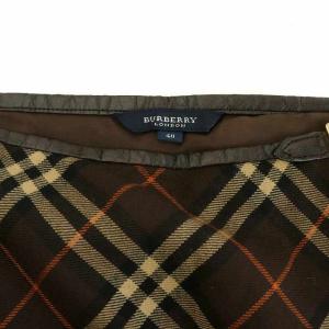 BURBERRY LONDON フレアスカート マキシ ロング ウール 総裏地 チェック柄 ベルト 40 M 茶色 ブラウン FX-005-045