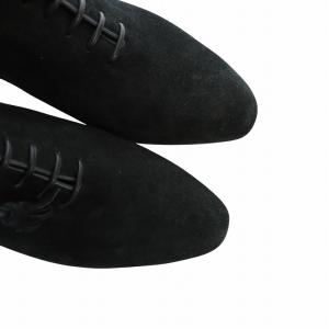 Salvatore Ferragamo ブーティ ショートブーツ チャンキーヒール スエード ロゴ 6.5 23.5cm 黒 ブラック GY40