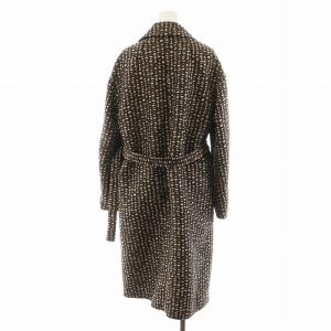 S Max Mara チェスターコート ロング丈 総柄 ベルト付き 40 茶 ブラウン 912102216 /AN23 GY22