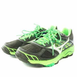 MIZUNO ウェーブムジン4 WAVE MUJIN4 ランニングシューズ スニーカー 23.5cm 黒 ブラック 緑