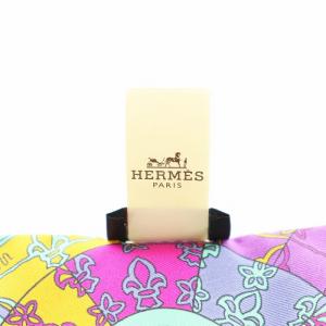 HERMES ツイリー 鍵の螺旋 スカーフ 総柄 シルク 絹 マルチカラー ライトグリーン 黒 ブラック 紫 パープル