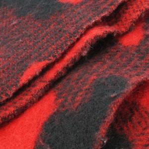 MOSCHINO マフラー ダブルフェイス フリンジ カモフラ 迷彩柄 総柄 ロゴ刺繍 赤 レッド 黒 ブラック /CK21