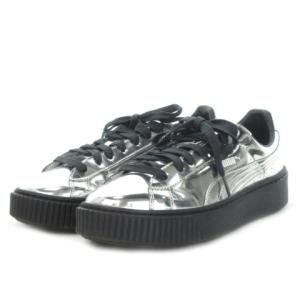 PUMA BASKET PLATFORM METALLIC スニーカー シューズ ローカット 厚底 ロゴ 24.5cm