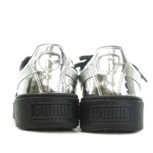 PUMA BASKET PLATFORM METALLIC スニーカー シューズ ローカット 厚底 ロゴ 24.5cm