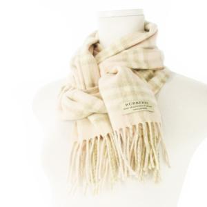 BURBERRY マフラー カシミヤ フリンジ チェック ピンク
