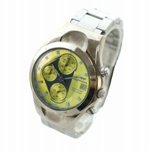 CITIZEN 腕時計 ウォッチ クォーツ クロノグラフ カレンダー付き 黄文字盤 シルバー色 0510-L16631