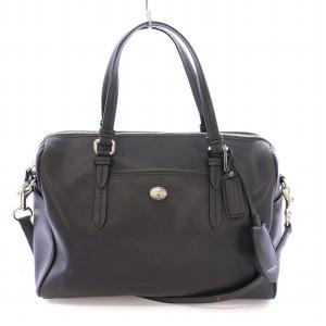 2WAY ハンドバッグ ショルダーバッグ レザー ロゴチャーム 黒 ブラック F31403 /BB GY12