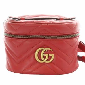 GGマーモント バックパック レザー キルティング レッド 598594