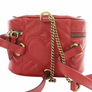 GUCCI GGマーモント バックパック レザー キルティング レッド 598594