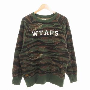 16AW スウェット トレーナー 長袖 タイガーカモ カモフラ 迷彩柄 裏起毛 S カーキ GY12 /TZ