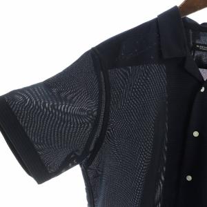 BLACK LABEL CRESTBRIDGE オープンカラーシャツ 半袖 ロゴ 刺繍 チェック柄 M 紺 ネイビー GY12 /MQ