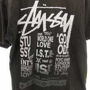 STUSSY Tシャツ 半袖 ロゴプリント フェード L 黒 /JS GY12