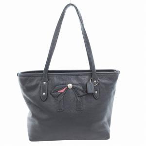 F28988 シティジップ ハンドバッグ ミニトート 肩掛け リボン レザー 紺 ネイビー /GV GY12