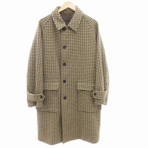 LB.03 ガンクラブチェックバルカラーコート ステンカラー ロング 千鳥格子柄 M 茶 ブラウン /GV