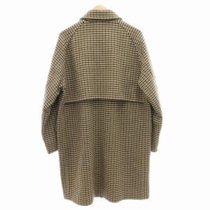 nano universe LB.03 ガンクラブチェックバルカラーコート ステンカラー ロング 千鳥格子柄 M 茶 ブラウン /GV