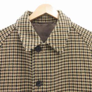 nano universe LB.03 ガンクラブチェックバルカラーコート ステンカラー ロング 千鳥格子柄 M 茶 ブラウン /GV