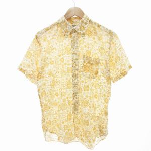 シャツ 半袖 ボタンダウン 総柄 L イエロー /JS GY12