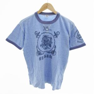 Tシャツ シービー SEABEES 工兵隊 ロゴ プリント 半袖 L 青 ブルー /HO 0425 GY12