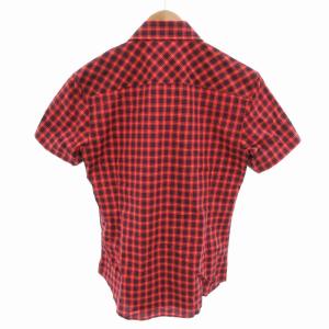 VIVIENNE WESTWOOD MAN 美品 シャツ アシンメトリー チェック オーブ 半袖 44 赤 レッド VW-WR-8 /HO 0428