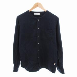 ノーカラーシャツ 厚手 長袖 M 紺 ネイビー /HO 0428 GY12