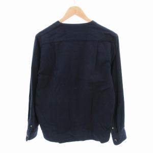 HEAD PORTER PLUS ノーカラーシャツ 厚手 長袖 M 紺 ネイビー /HO 0428 GY12