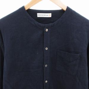 HEAD PORTER PLUS ノーカラーシャツ 厚手 長袖 M 紺 ネイビー /HO 0428 GY12