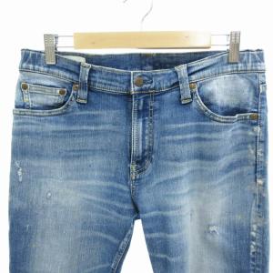 Big John デニムパンツ ジーンズ テーパード ジップフライ ダメージ加工 ペンキ 30 インディゴブルー /HO