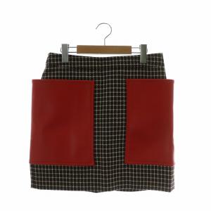 台形スカート チェック柄 42 ブラック レッド