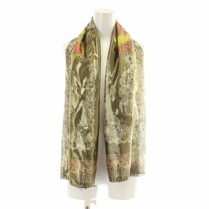 スカーフ バンダナ ハンカチ ストール ショール マフラー 絹 シルク 総柄 イタリア製 金 ゴールド