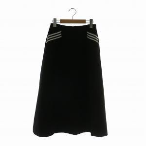 BORDER POCKET TWILL SKIRT フレアスカート ロング ジップフライ 36 S 黒