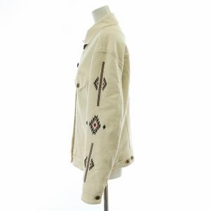 JACOB COHEN デニムジャケット 裏ボア ネイティブ柄 38 オフホワイト