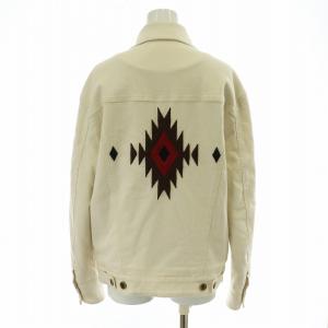 JACOB COHEN デニムジャケット 裏ボア ネイティブ柄 38 オフホワイト