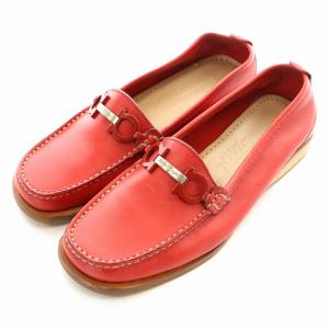 パンプス ヒール 紐なし スリッポン ローファー ガンチーニ 4 1/2 D 22.0 赤 レッド SN1636