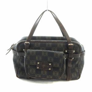 ヴィンテージ ミニボストンバッグ ハンド PVC アナグラム 総柄 茶 ブラウン GY19 /MQ OH