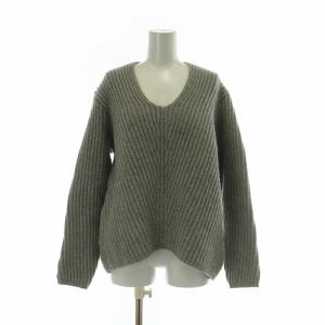 ニット セーター ウール 長袖 Vネック XS グレー /XZ GY19