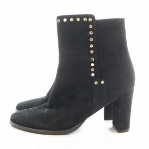 JIMMY CHOO ショートブーツ スエード レザー サイドジップ メタルパーツ 36 23.0 黒 ブラック /MP GY19]