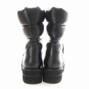 STUART WEITZMAN ショートブーツ レースアップ ラウンドトゥ スクエアヒール キルティング 38.0 23.5 黒 ブラック