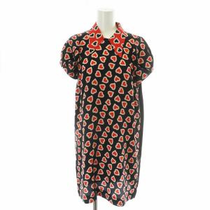 ワンピース チュニック ハート柄 総柄 38 S 紺 ネイビー 赤 レッド /MW GY19