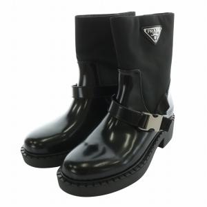 ショートブーツ Re-Nylon ナイロン レザー 37 ブラック