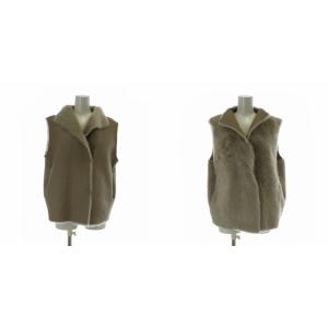 ファーベスト ジレ ラムスキン ムートン リバーシブル 38 M ベージュ