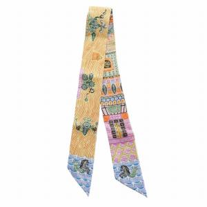 Super Silk Quest スーパー シルク クエスト ツイリー スカーフ シルク 総柄 黄色 イエロー