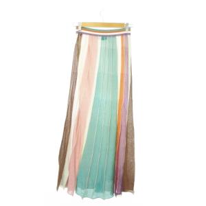 MISSONI マキシスカート ニット ロング タイト ストライプ ラメ 光沢感 透け感 小さいサイズ 38 XS マルチカラー