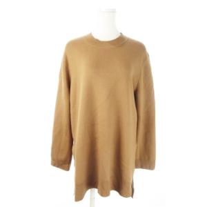 チュニック ニット クルーネック 長袖 サイドリスリット もっちり S 茶 ブラウン /AO19 GY19